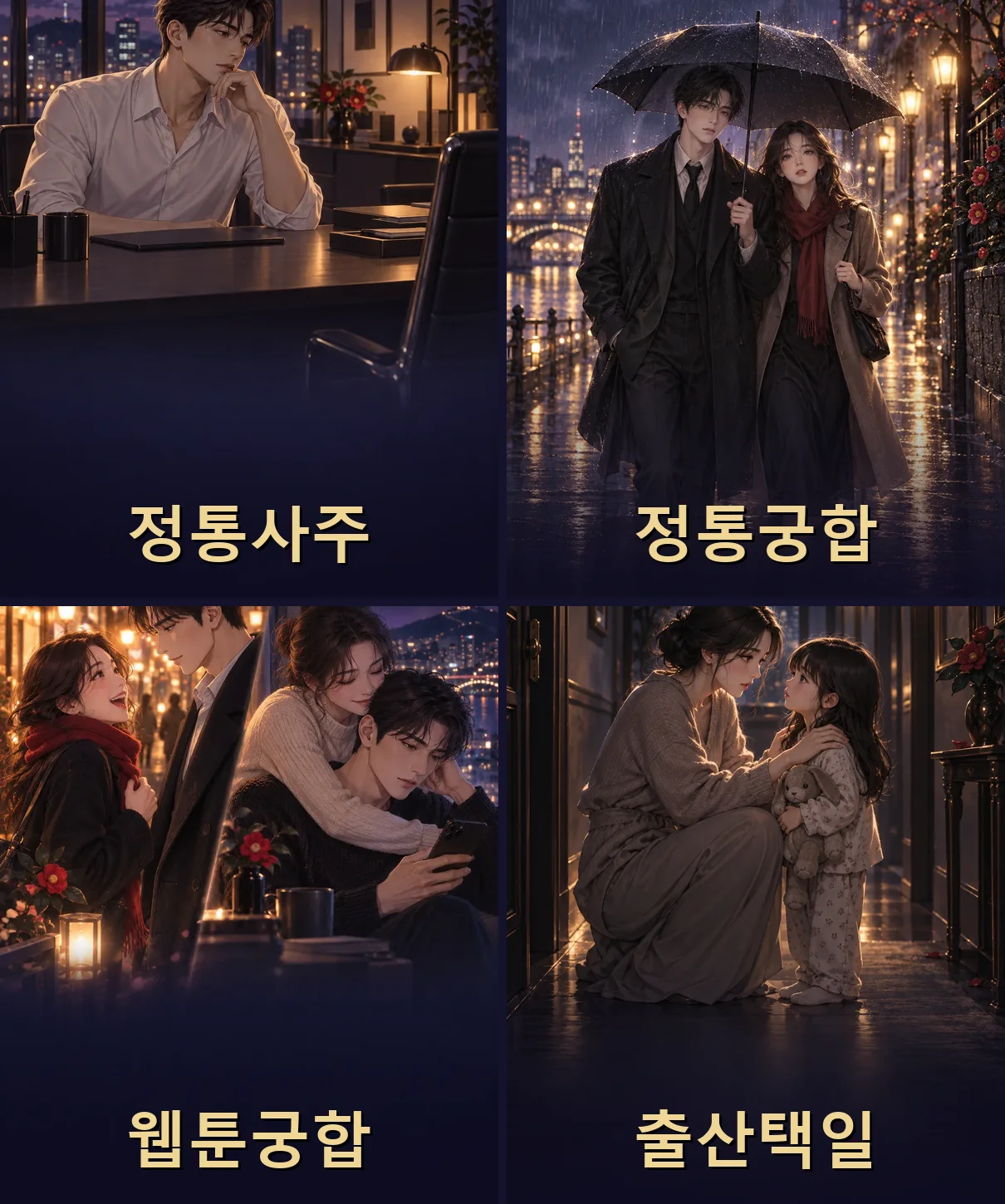 정통사주 · 정통궁합 · 웹툰궁합 · 출산택일